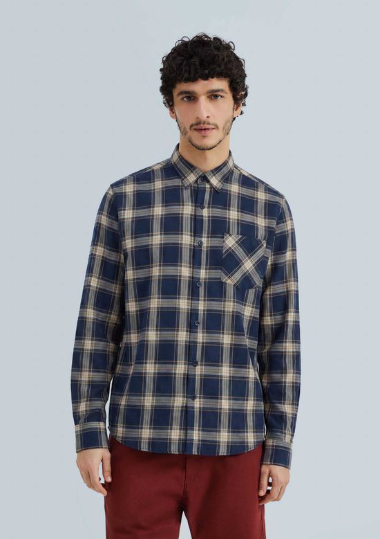 Foto do produto: Camisa Masculina Manga Longa Xadrez - Azul