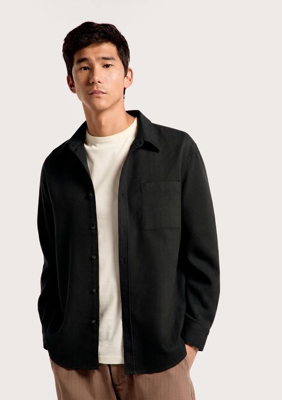 Foto do produto: Camisa Masculina Algodão Manga Longa - Preto