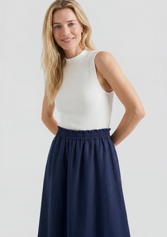 Foto do produto: Saia Midi Godê Em Tricoline - Azul