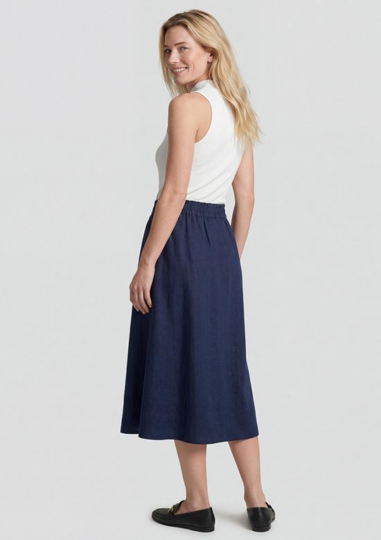 Foto do produto: Saia Midi Godê Em Tricoline - Azul