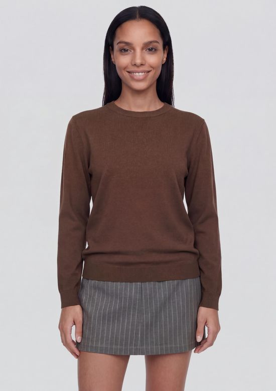 Foto do produto: Blusa Feminina Manga Longa Em Tricô - Marrom