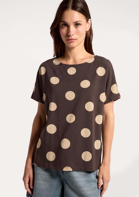 Foto do produto: Blusa Feminina Manga Curta Estampada - Marrom
