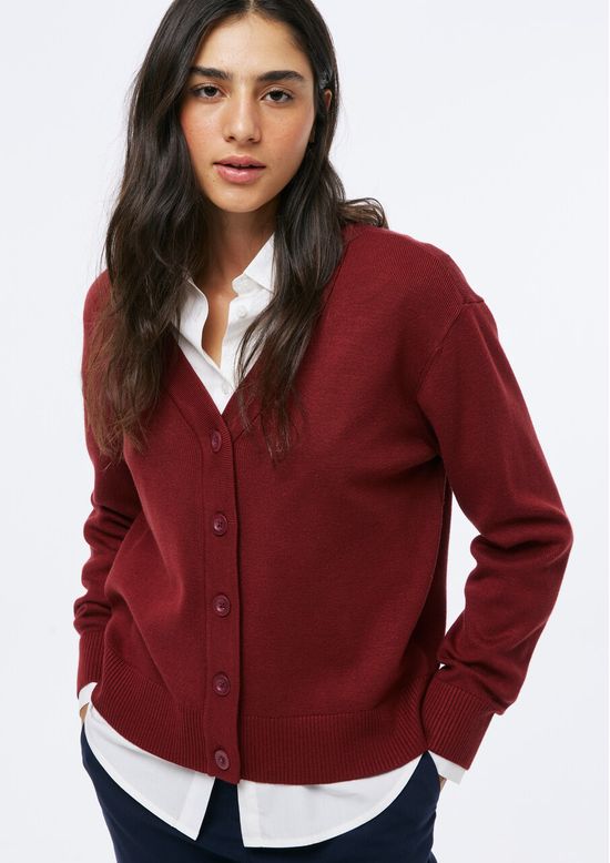 Foto do produto: Cardigan Feminino Decote V Em Tricô - Vermelho