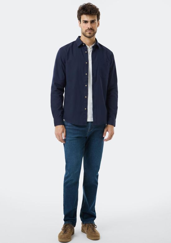Foto do produto: Camisa Masculina Comfort Em Sarja - Azul