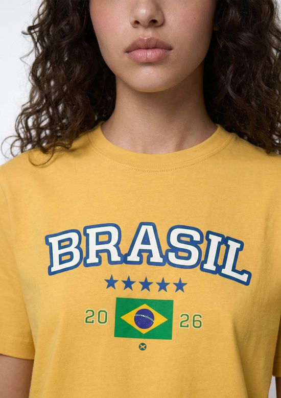 Foto do produto: Camiseta Feminina Com Estampa Drop Brasil - Amarelo