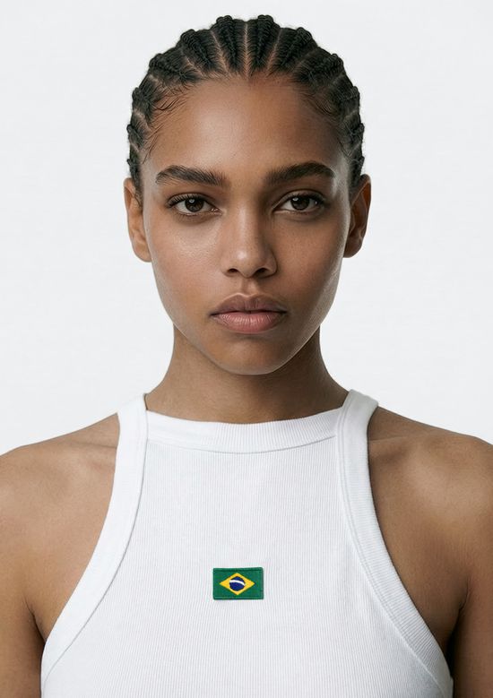 Foto do produto: Regata Feminina Halter Neck Com Patch Drop Brasil - Off white
