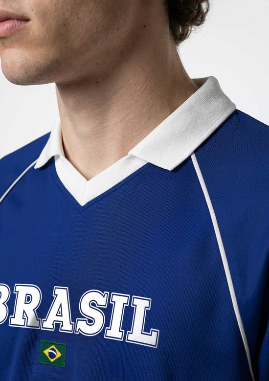 Foto do produto: Polo Masculina Esportiva Com Bordado Drop Brasil - Azul