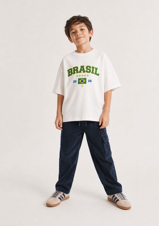 Foto do produto: Camiseta Infantil Unissex Estampada Drop Brasil - Off white