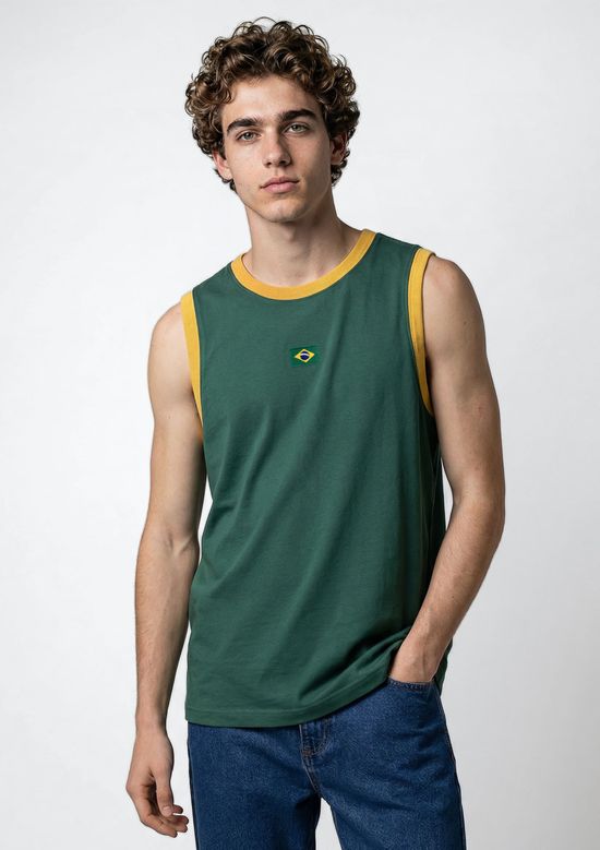Foto do produto: Regata Masculina Em Malha Com Patch Drop Brasil - Verde