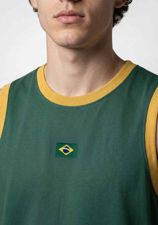 Foto do produto: Regata Masculina Em Malha Com Patch Drop Brasil - Verde