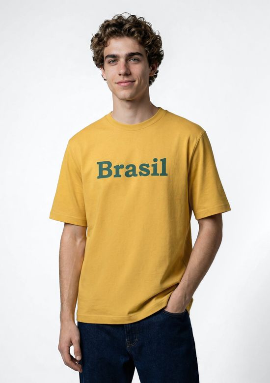 Foto do produto: Camiseta Masculina Com Estampa Drop Brasil - Amarelo