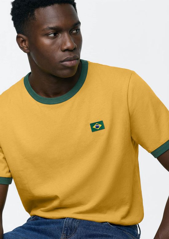 Foto do produto: Camiseta Masculina Com Patch Drop Brasil - Amarelo