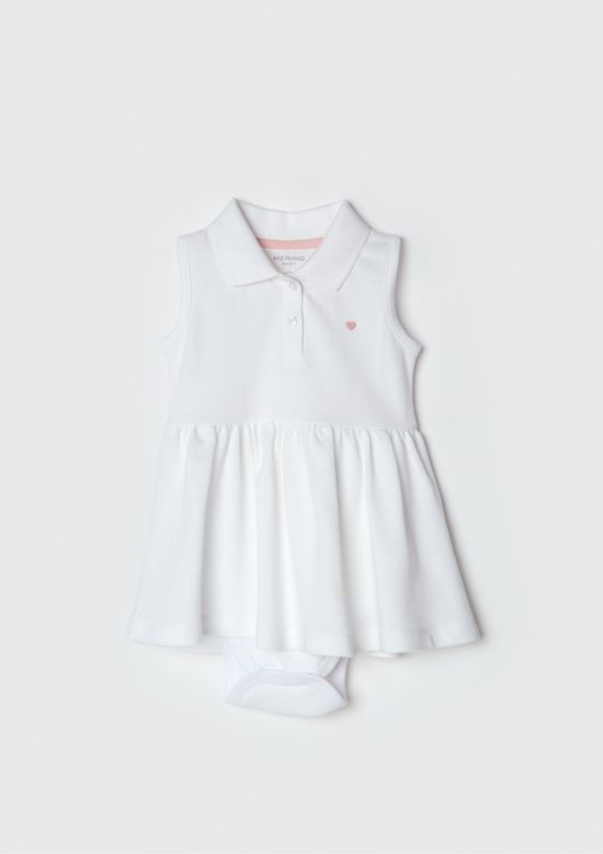 Foto do produto: Body Vestido Bebê Menina Gola Polo Sem Manga - Branco