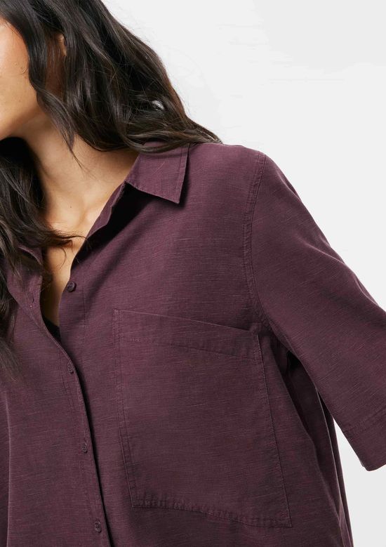 Foto do produto: Camisa Feminina Manga Curta Em Peach Touch - Vinho