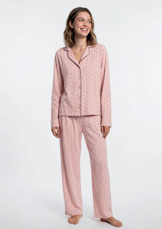 Foto do produto: Pijama Longo Feminino Americano Estampado - Rosa