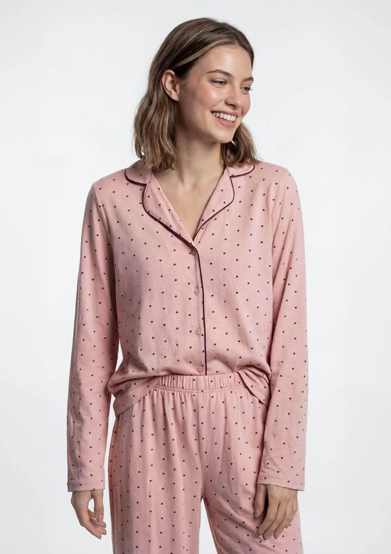 Foto do produto: Pijama Longo Feminino Americano Estampado - Rosa