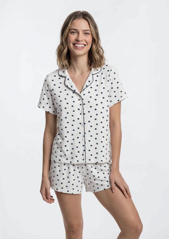 Foto do produto: Pijama Curto Feminino Americano Estampado - Off white
