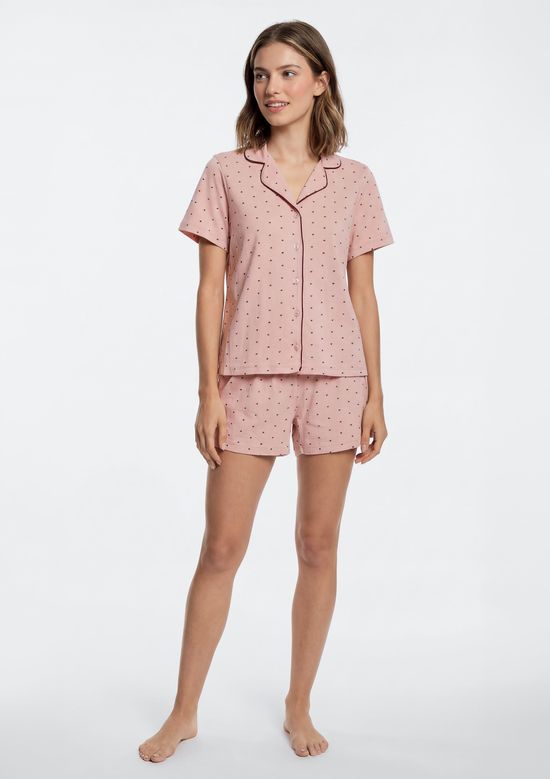 Foto do produto: Pijama Curto Feminino Americano Estampado - Rosa