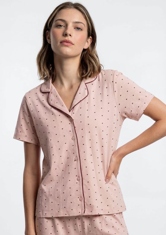 Foto do produto: Pijama Curto Feminino Americano Estampado - Rosa