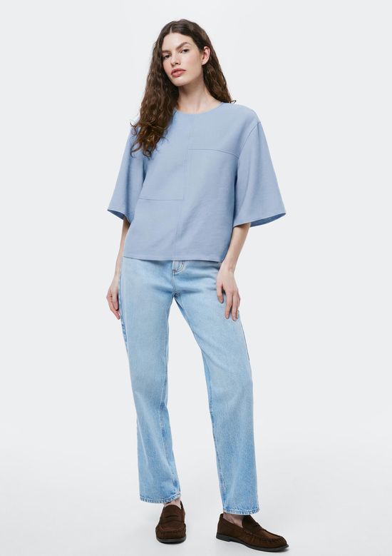 Foto do produto: Blusa Feminina Manga Curta Em Viscose - Azul