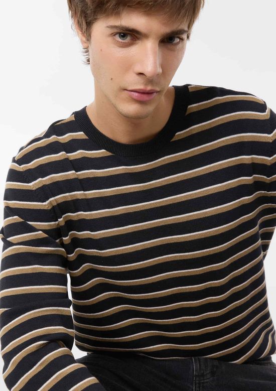 Foto do produto: Blusão Básico Masculino Listrado Em Tricô - Azul