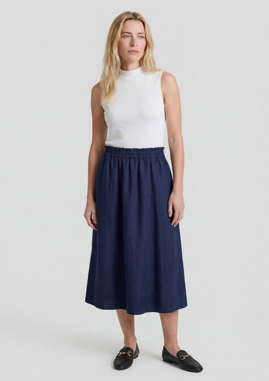 Foto do produto: Saia Midi Godê Em Tricoline - Azul