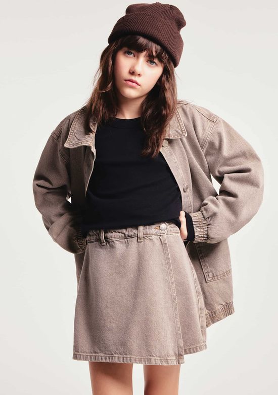 Foto do produto: Shorts Saia Infantil Em Sarja Estonada - Cinza
