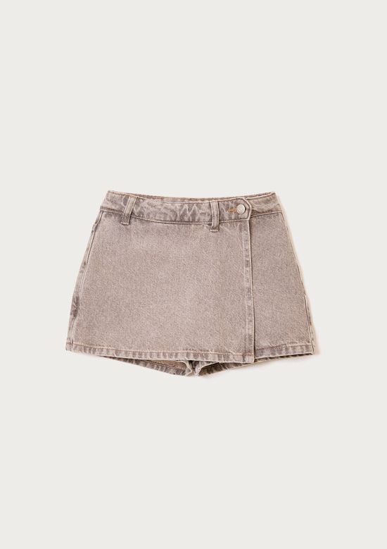 Foto do produto: Shorts Saia Infantil Em Sarja Estonada - Cinza