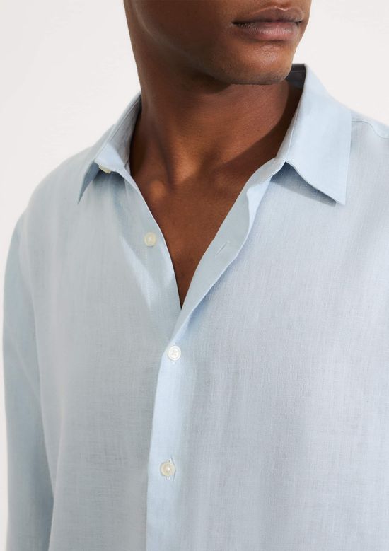Foto do produto: Camisa Masculina Manga Longa Em Linho - Azul