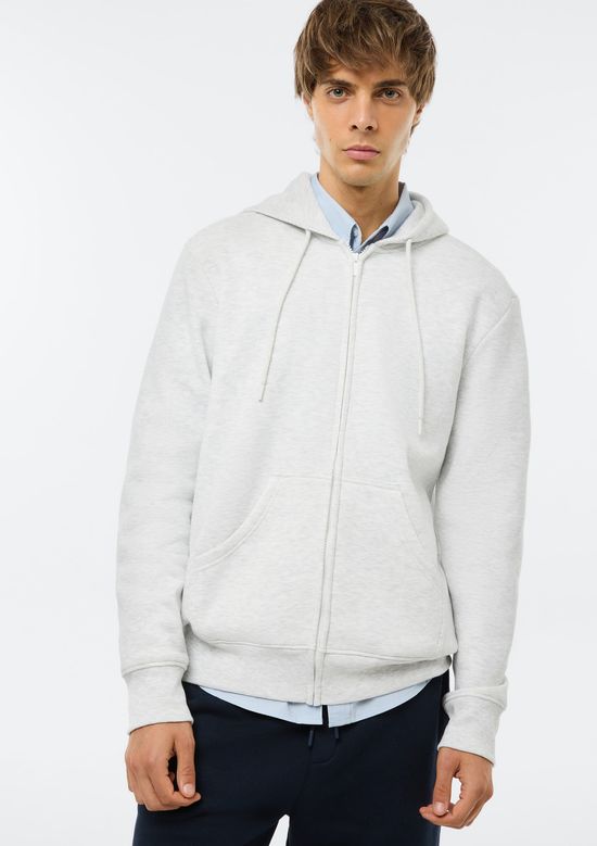 Foto do produto: Jaqueta Básica Masculina Regular Em Moletom Peluciado - Cinza