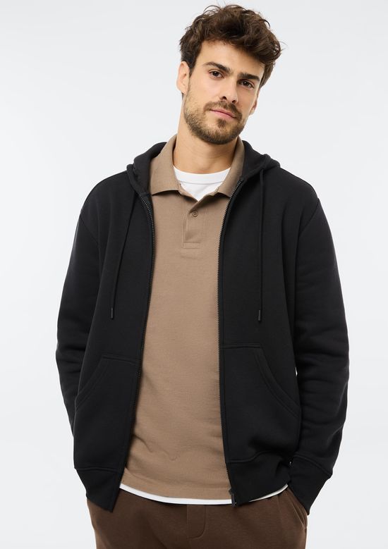 Foto do produto: Jaqueta Básica Masculina Regular Em Moletom Peluciado - Preto