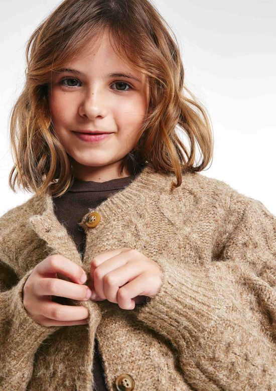 Foto do produto: Cardigan Infantil Menina Em Tricô Trançado - Bege