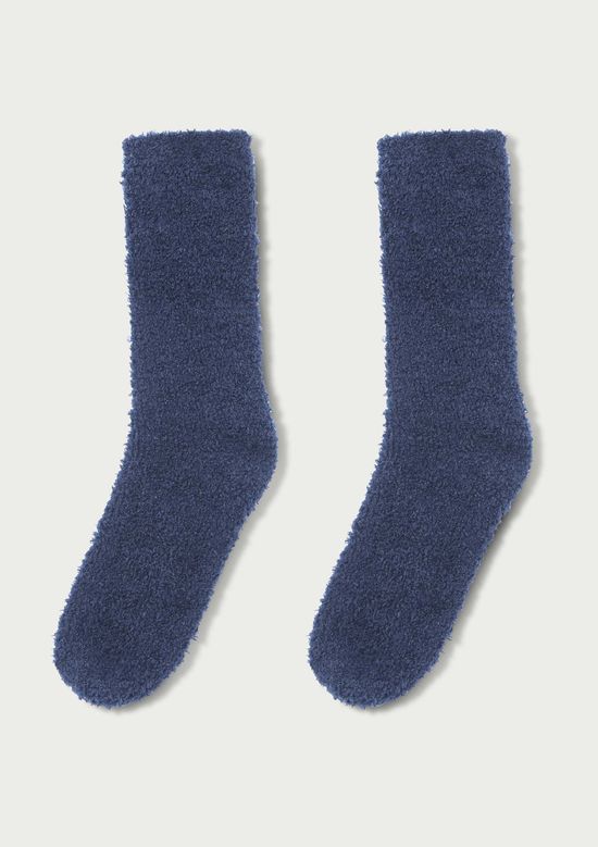 Foto do produto: Meia Cano Longo Em Tricô Peluciado - Azul