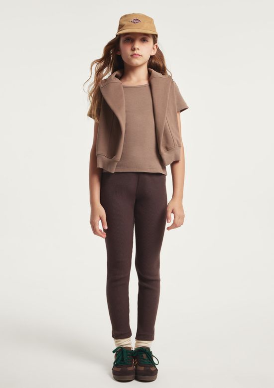 Foto do produto: Calça Legging Infantil Menina Em Ribana Canelada - Marrom