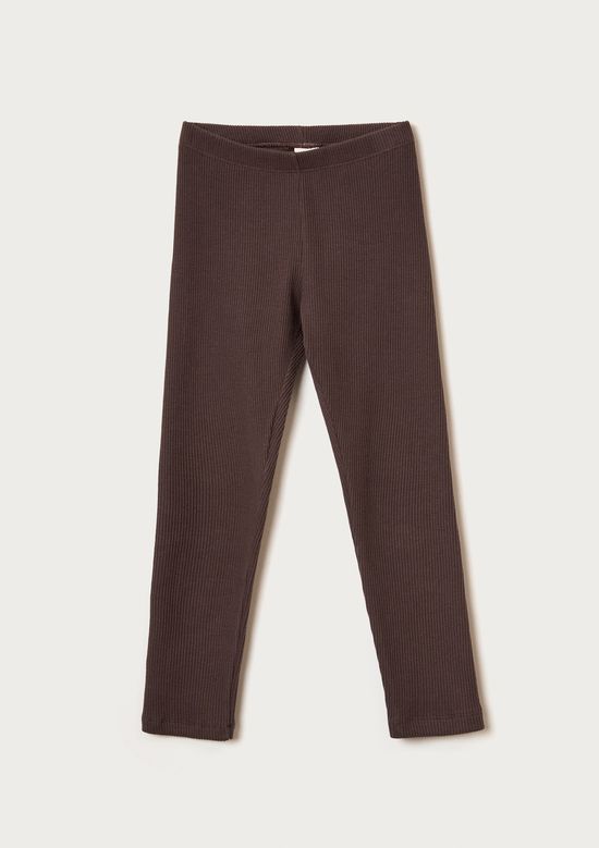 Foto do produto: Calça Legging Infantil Menina Em Ribana Canelada - Marrom