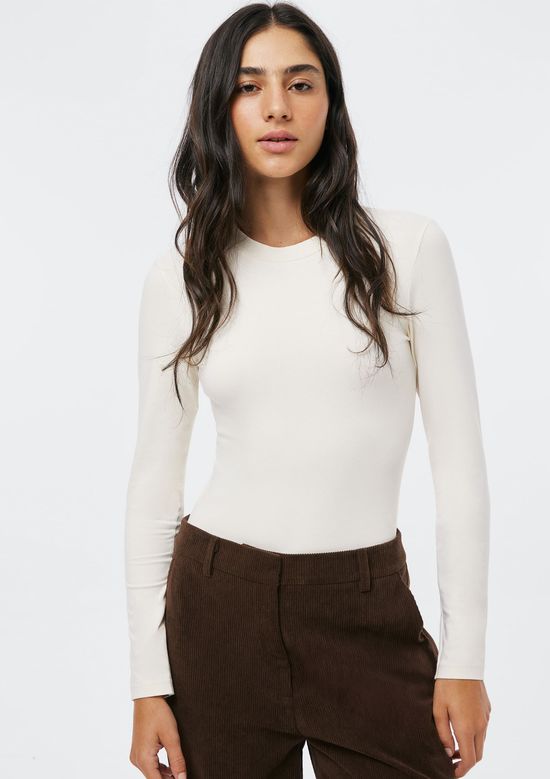 Foto do produto: Body Feminino Gola Alta Em Malha - Creme