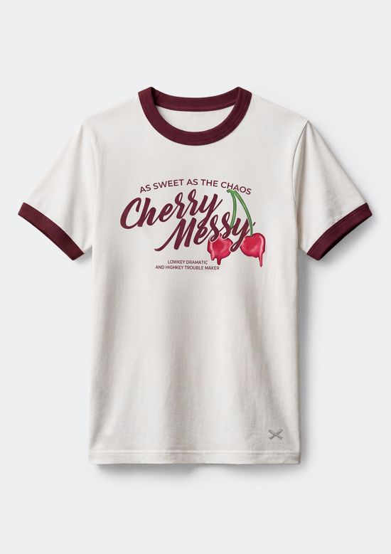 Foto do produto: Camiseta Teen Com Estampa E Friso Contrastante - Vinho