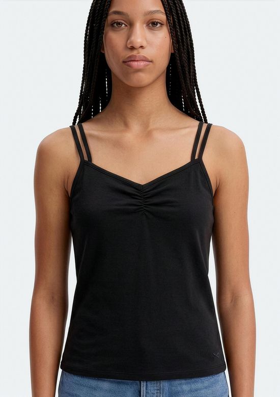 Foto do produto: Regata Teen Alças Finas Decote Franzido - Preto