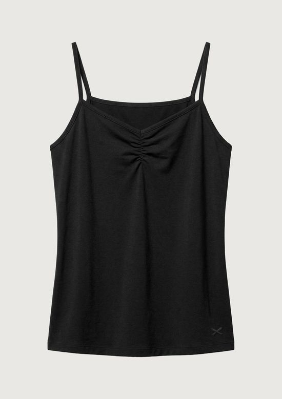 Foto do produto: Regata Teen Alças Finas Decote Franzido - Preto