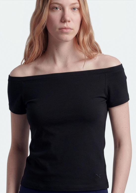 Foto do produto: Blusa Teen Ombro A Ombro Fio Tinto - Preto