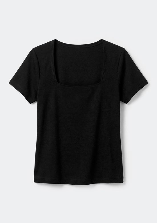 Foto do produto: Blusa Teen Manga Curta Decote Quadrado - Preto