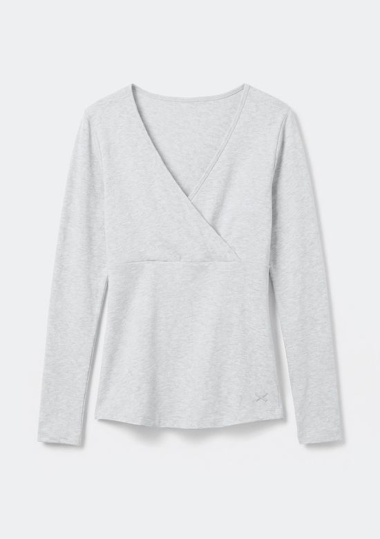 Foto do produto: Blusa Teen Manga Longa Decote V Transpassado - Cinza