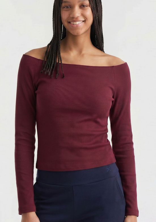 Foto do produto: Blusa Teen Manga Longa Ombro A Ombro - Vinho