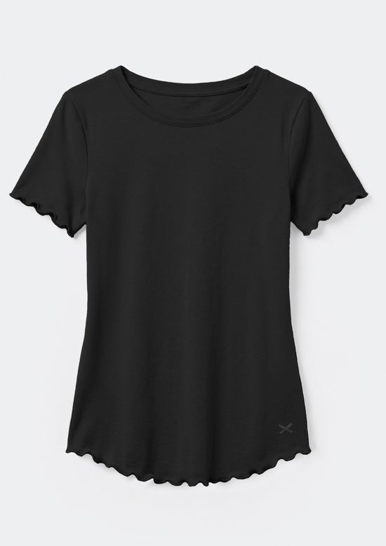 Foto do produto: Blusa Teen Manga Curta Com Fru Fru - Preto