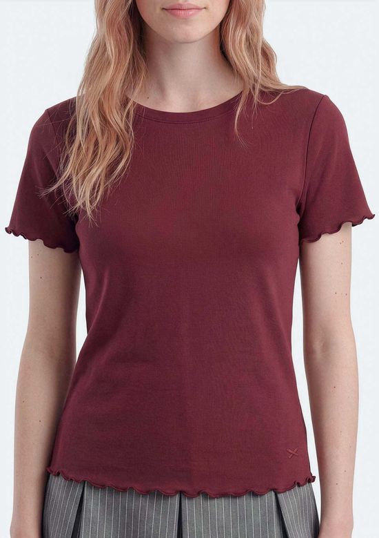 Foto do produto: Blusa Teen Manga Curta Com Fru Fru - Vinho