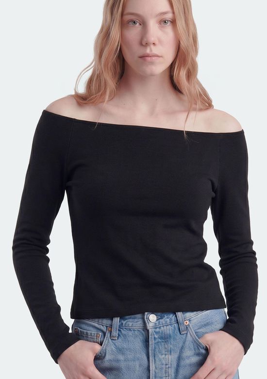 Foto do produto: Blusa Teen Manga Longa Ombro A Ombro - Preto