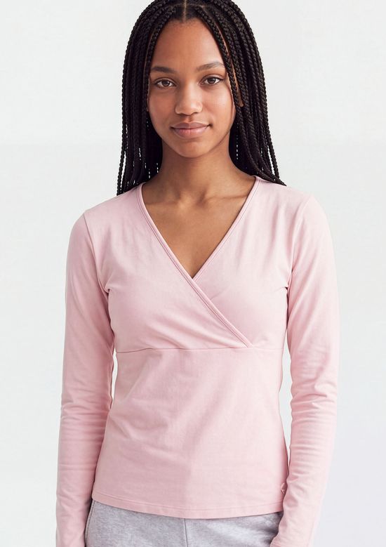 Foto do produto: Blusa Teen Manga Longa Decote V Transpassado - Rosa