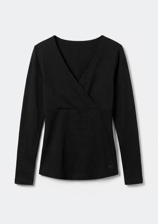 Foto do produto: Blusa Teen Manga Longa Decote V Transpassado - Preto