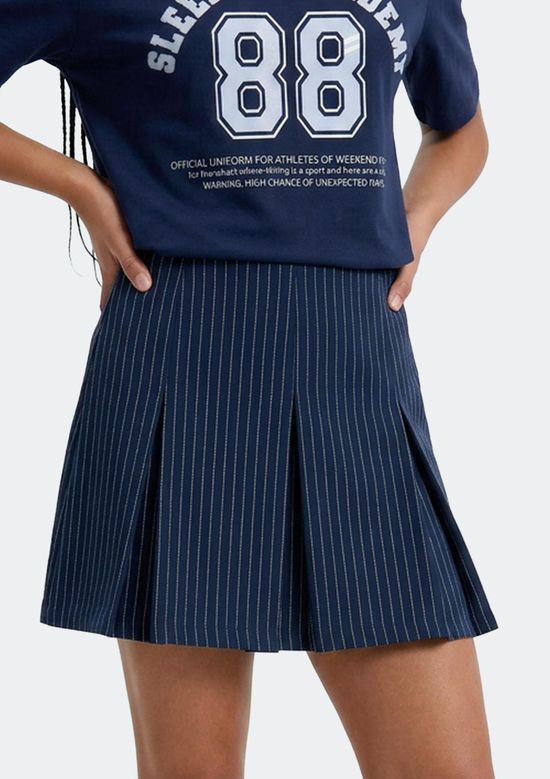 Foto do produto: Saia Teen Colegial Plissada Fio Tinto - Azul