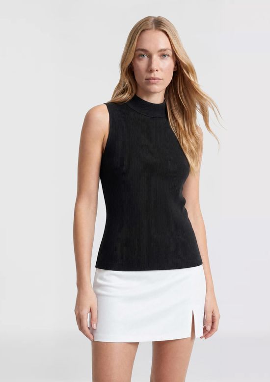 Foto do produto: Regata Feminina Gola Alta Canelada - Preto